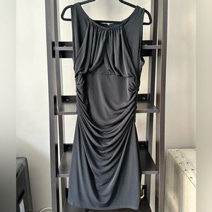 Ann Taylor Rouched Sleeveless Black Dress